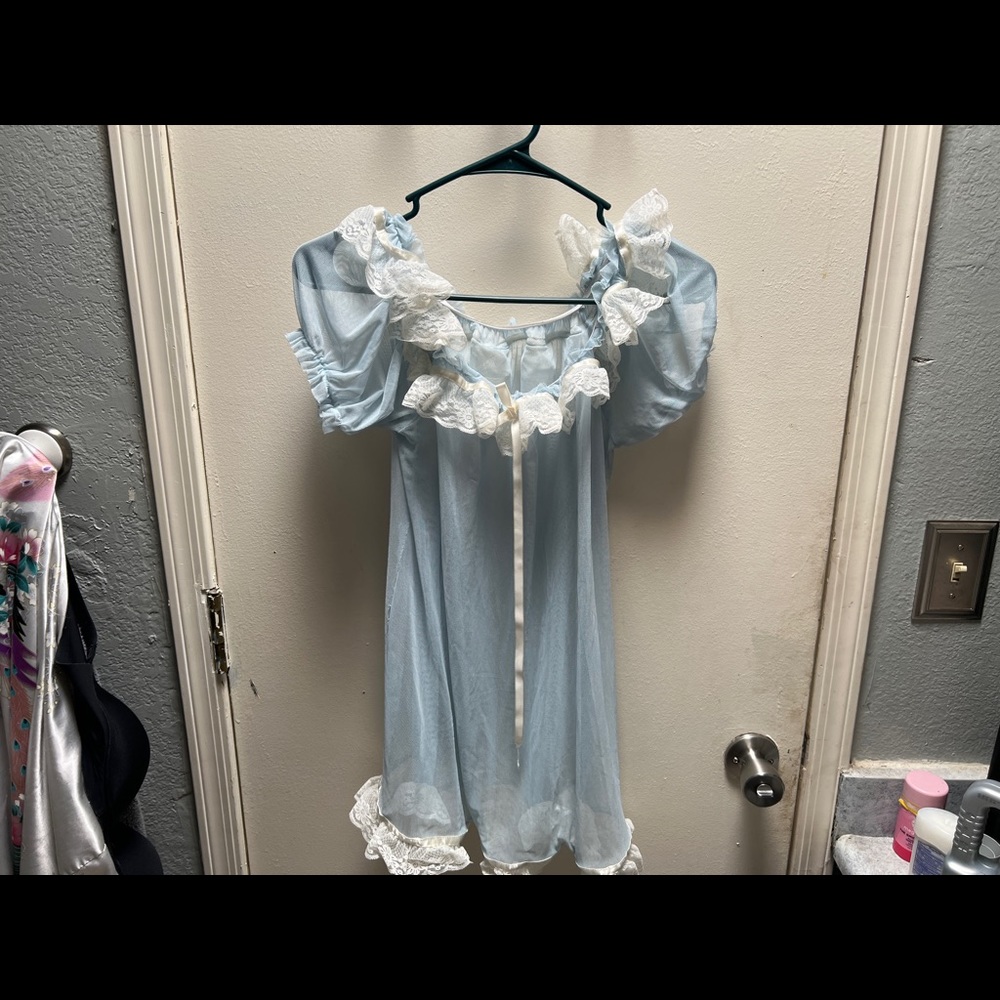 Blue vintage sheer babydoll nightgown